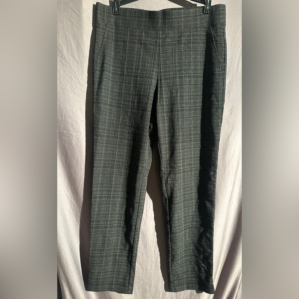 Berkley Jensen Gray Plaid Dress Pants Women’s Large Straight Leg Workwear